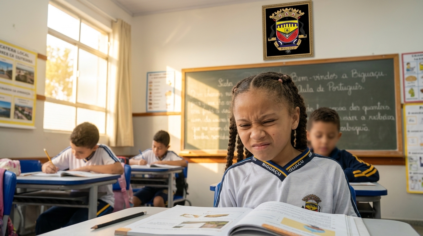 Criança com dificuldade visual em sala de aula